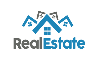 Blue and gray Real Estate logo