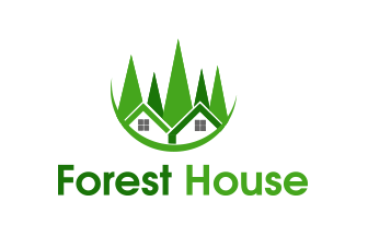 Forest house logo on the display of the website